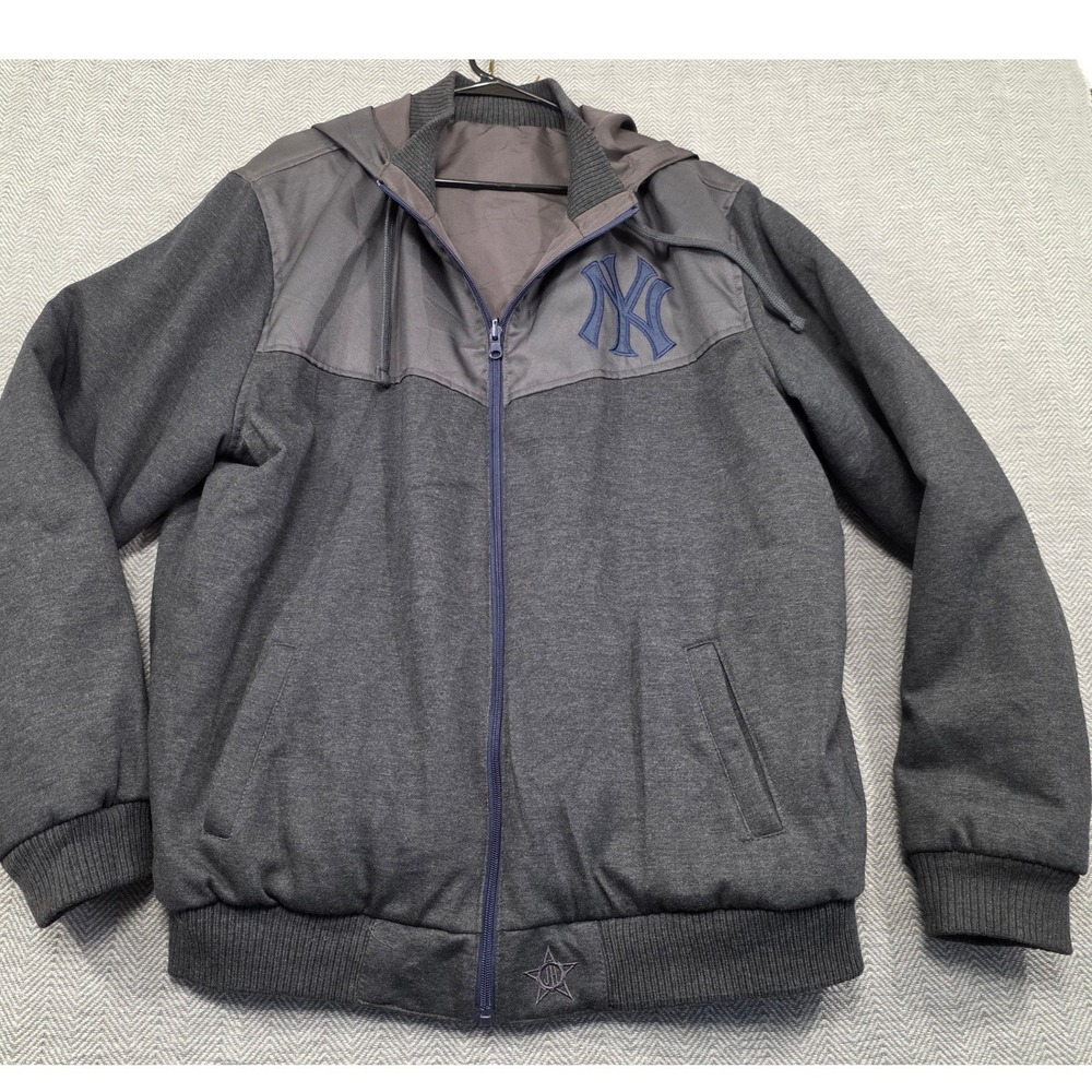 JH Design New York Yankees Hooded Jacket Mens Gray Full Zip MLB Baseball‎ Logo